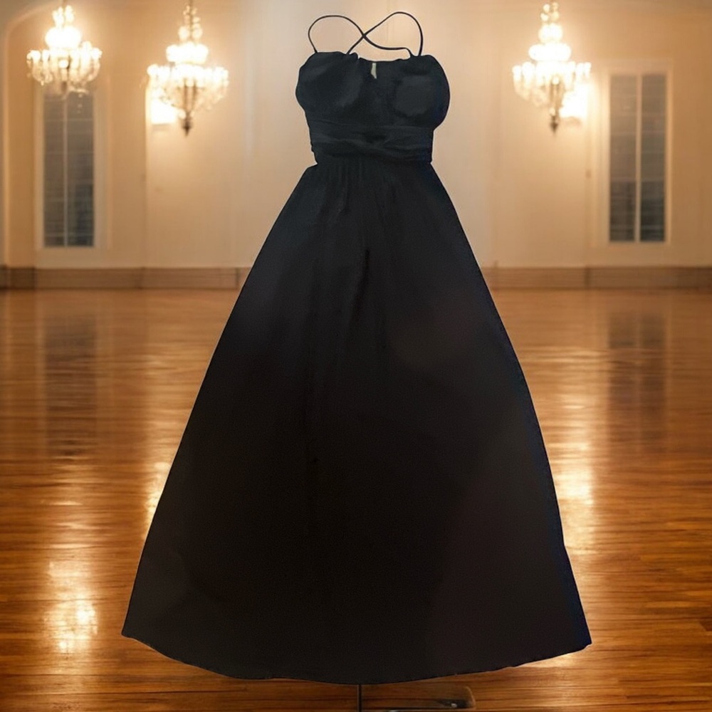 Gianni Bini Black Formal Gown‎ Crisscross Straps Maxi Dress XS NWT